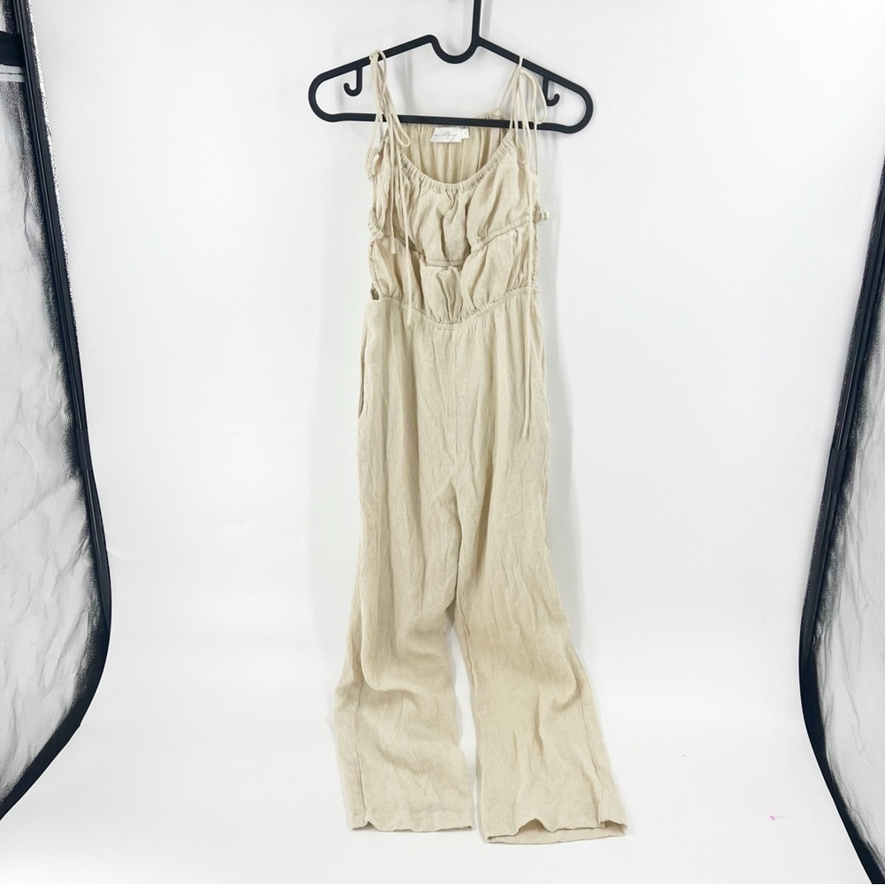 ✅ Beige Botany Womens Cream Sleeveless Tank Open Side Casual Jumpsuit Size Small